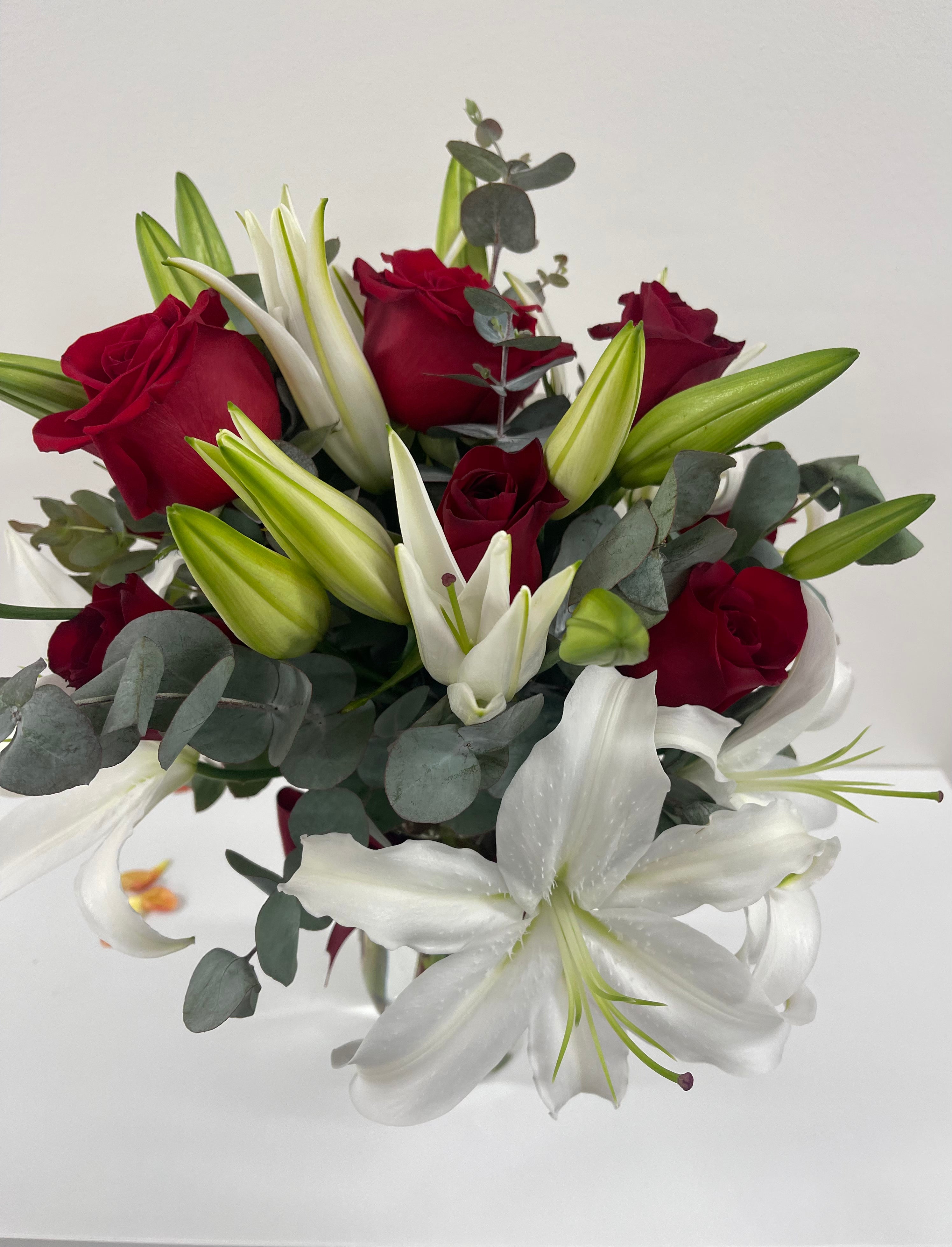 Classic Romance Rose &Lily Arrangement.