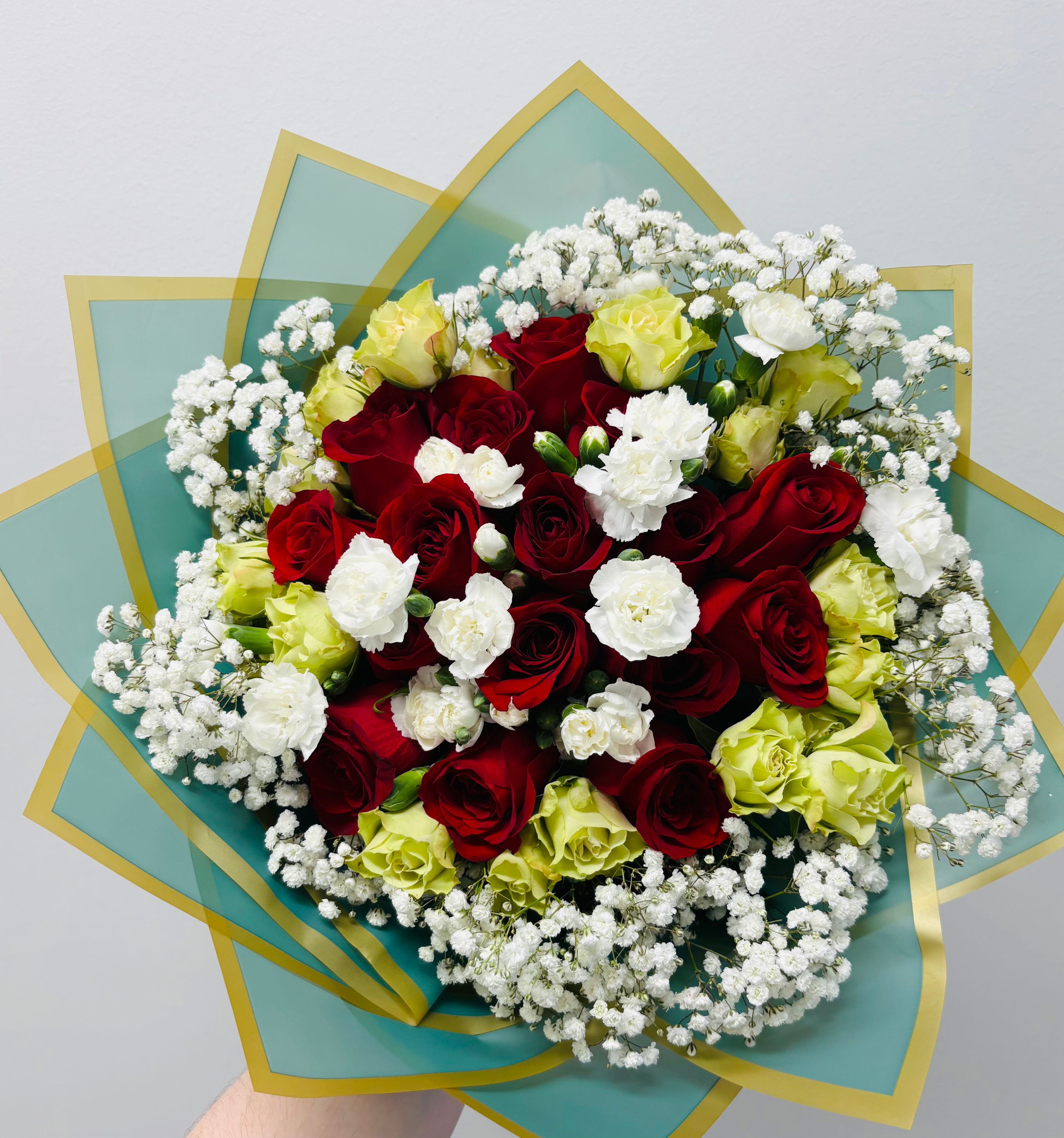 Ruby and lime Rose Bouquet.