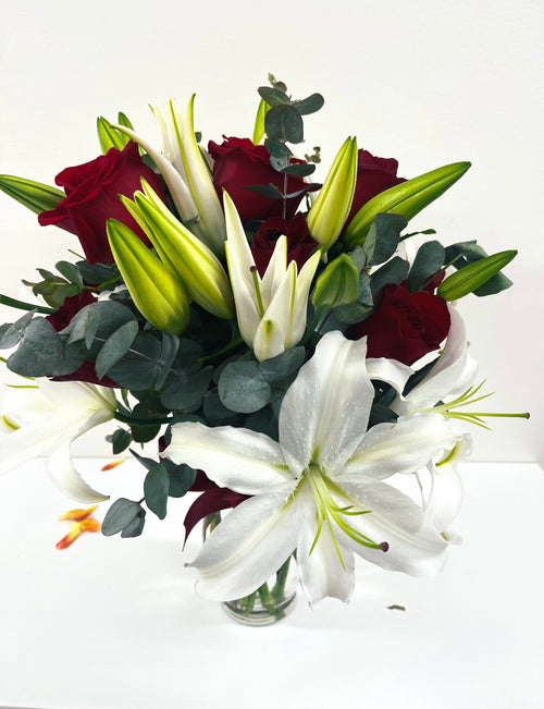 Classic Romance Rose &Lily Arrangement.