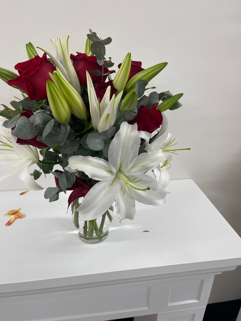 Classic Romance Rose &Lily Arrangement.